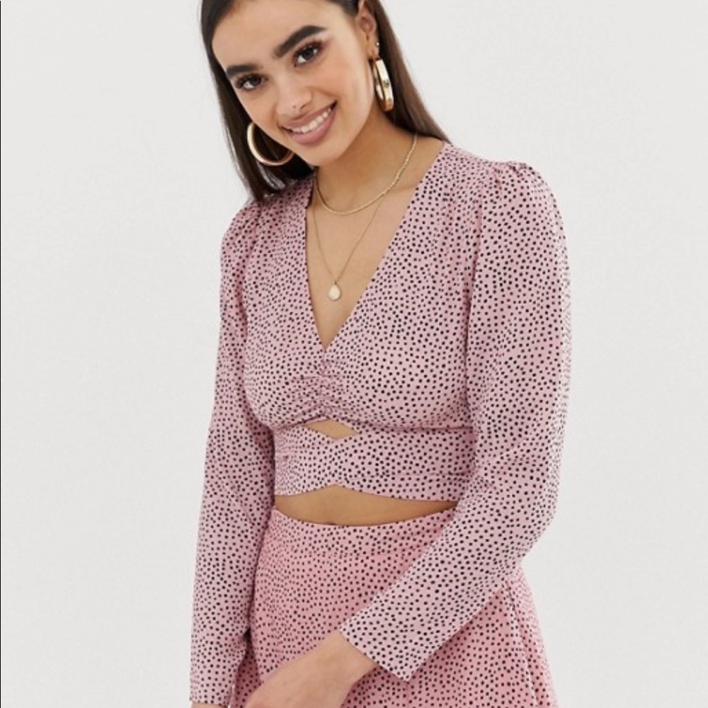 ASOS Fashion Union Wrap Front Blouse Pink